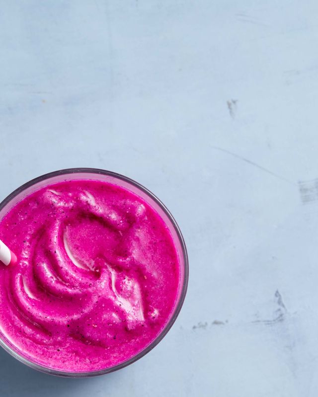 dragon fruit, hibiscus, banana and coconut smoothie