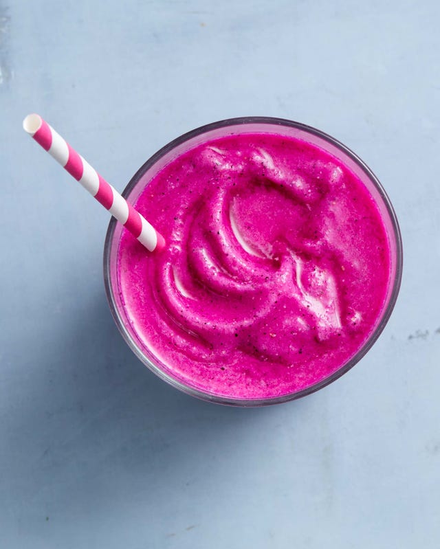 dragon fruit, hibiscus, banana and coconut smoothie