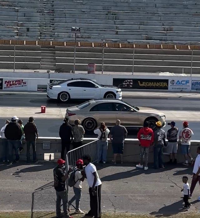 s63 amg vs dodge charger drag strip