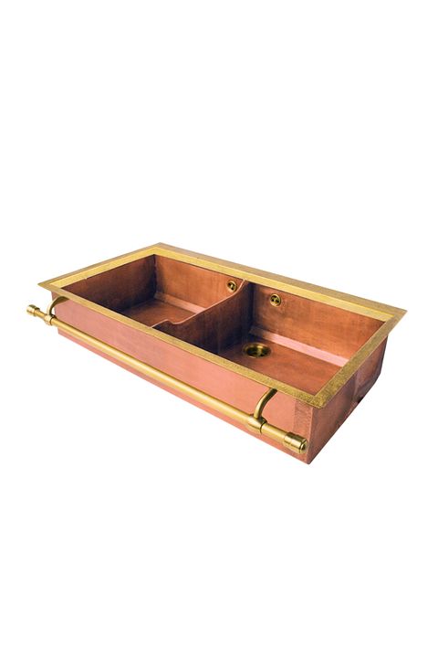 Tray, Rectangle, Metal, Copper, Furniture, Wood, Beige, Serving tray, 
