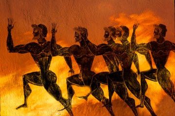 drawing of greek runners