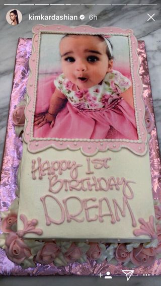 Dream's birthday cake posted by Kim Kardashian on Instagram stories
