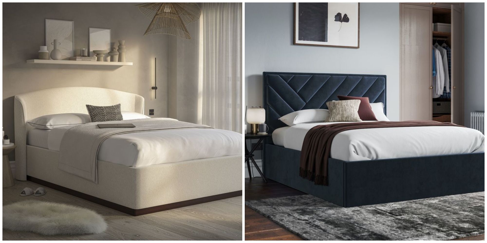 New In: An Affordable Boucle Bed And Velvet Ottoman Bed At Dreams