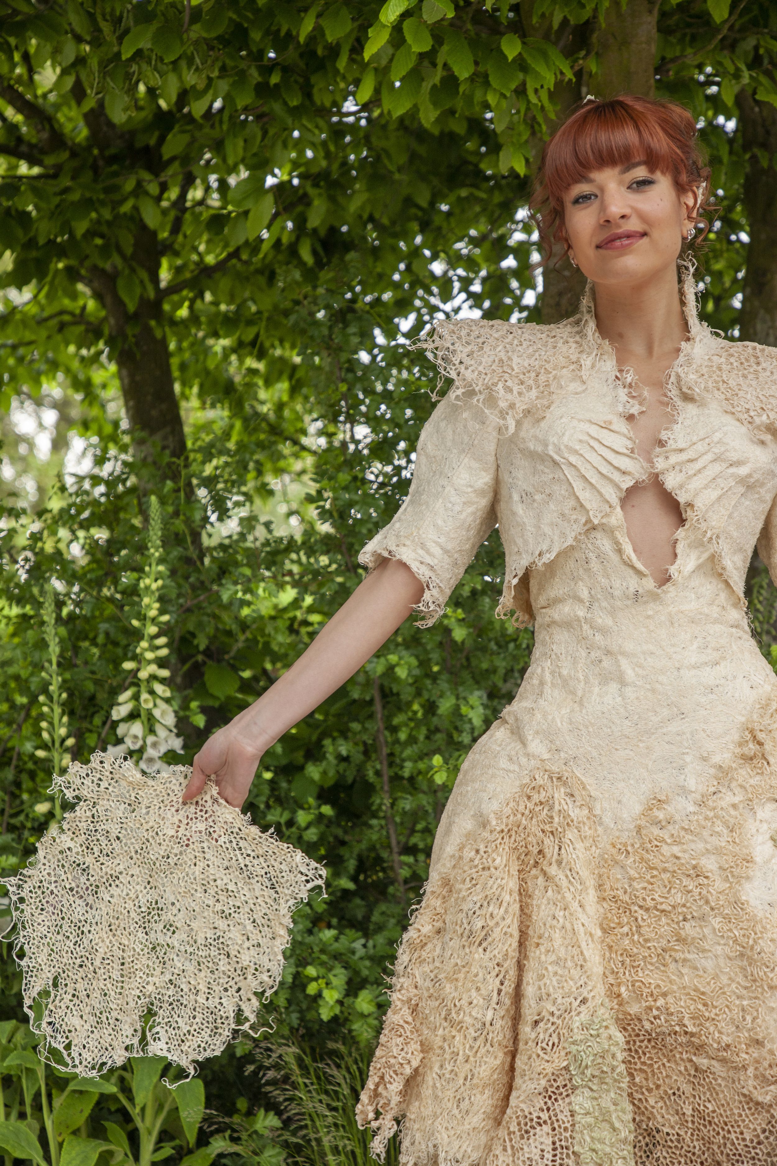 Eco-conscious biodegradable wedding dress at Chelsea Flower Show
