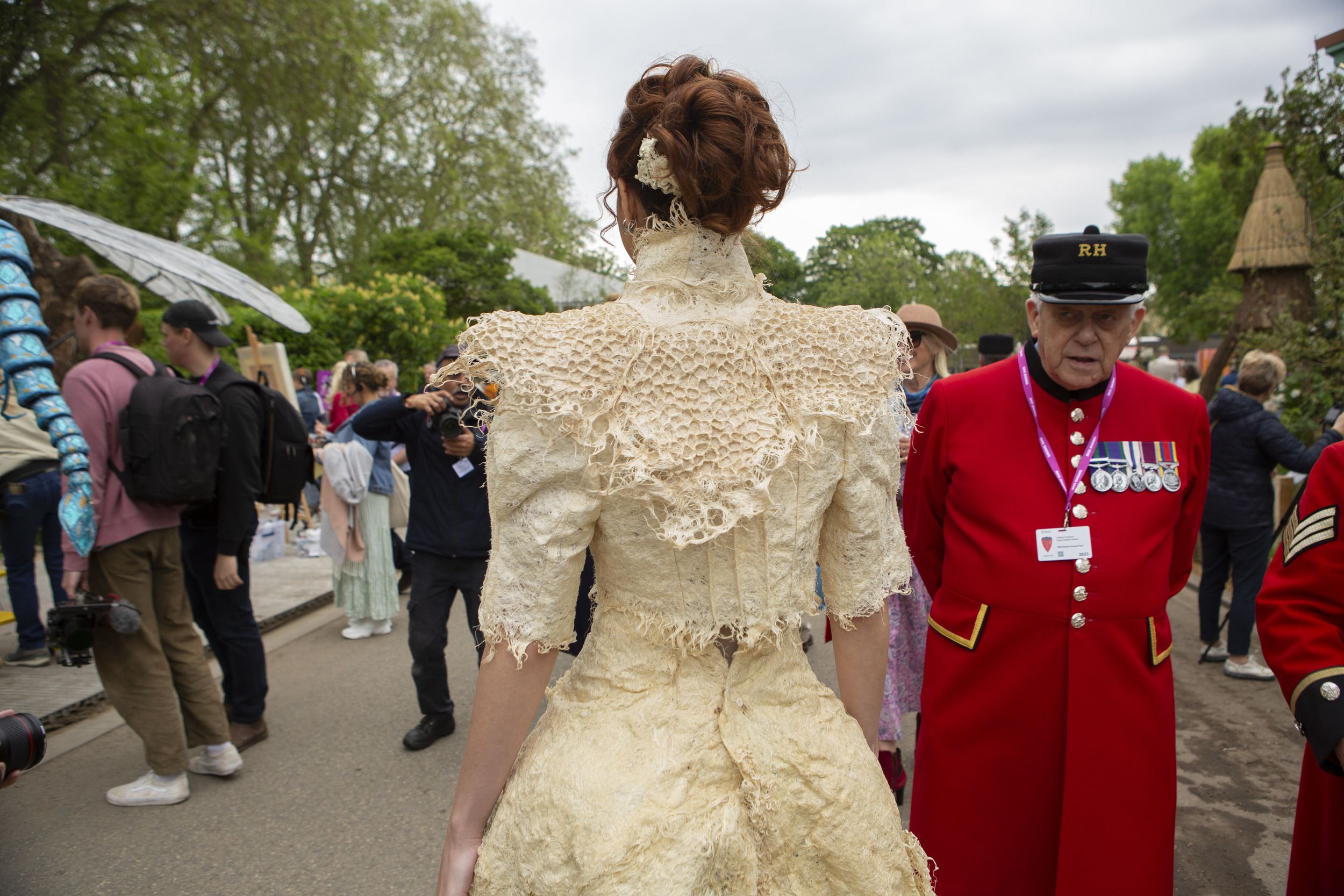 Eco-conscious biodegradable wedding dress at Chelsea Flower Show