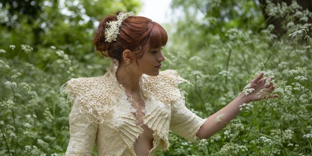 Eco-designer shows off biodegradable wedding dress at Chelsea flower show, Chelsea flower show