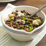 black beans with mushrooms and scallions
