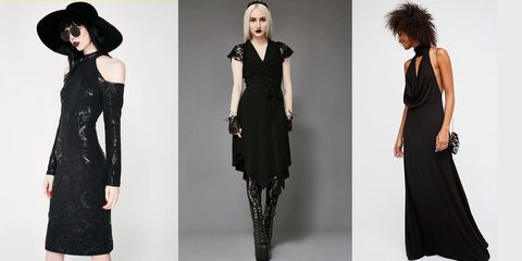 Fashion model, Clothing, Dress, Black, Little black dress, Fashion, Shoulder, Neck, Cocktail dress, Day dress, 