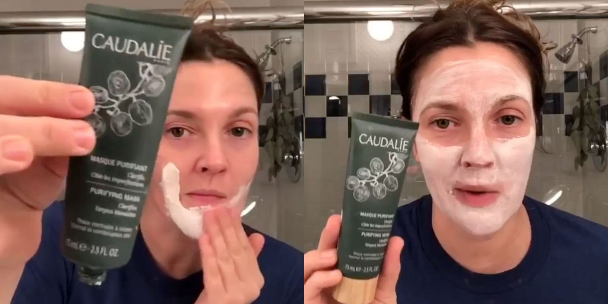 Drew Barrymore Swears By Caudalie’s Purifying Clay Mask for Acne
