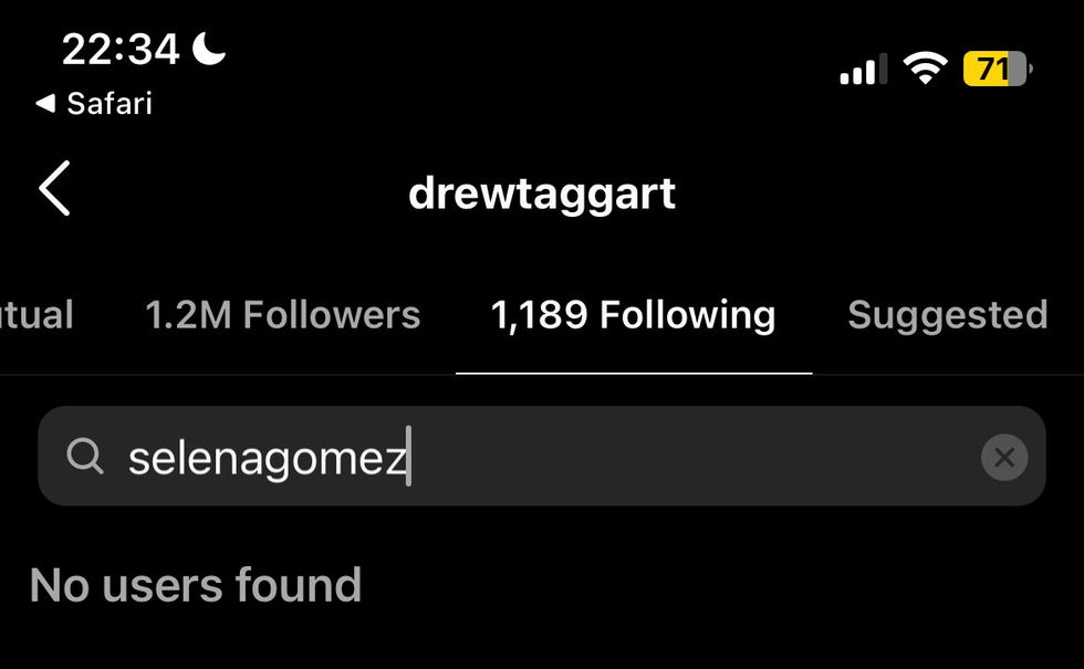 drew taggart not following selena gomez's instagram on january 16, when news of their dating broke