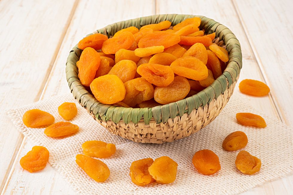 dried apricots in a basket