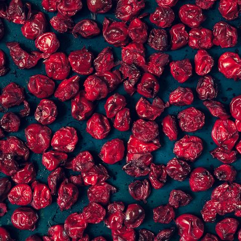dried cherry berries on a dark background