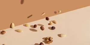 dried fruits on pastel background