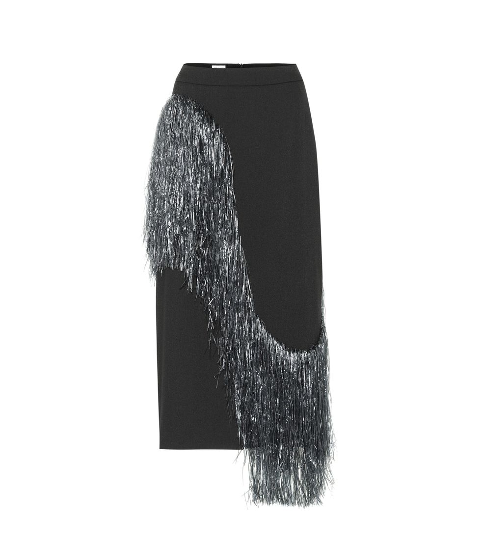 Clothing, Pencil skirt, Trousers, Black-and-white, Fashion accessory, Wool, Scarf, Silver, 
