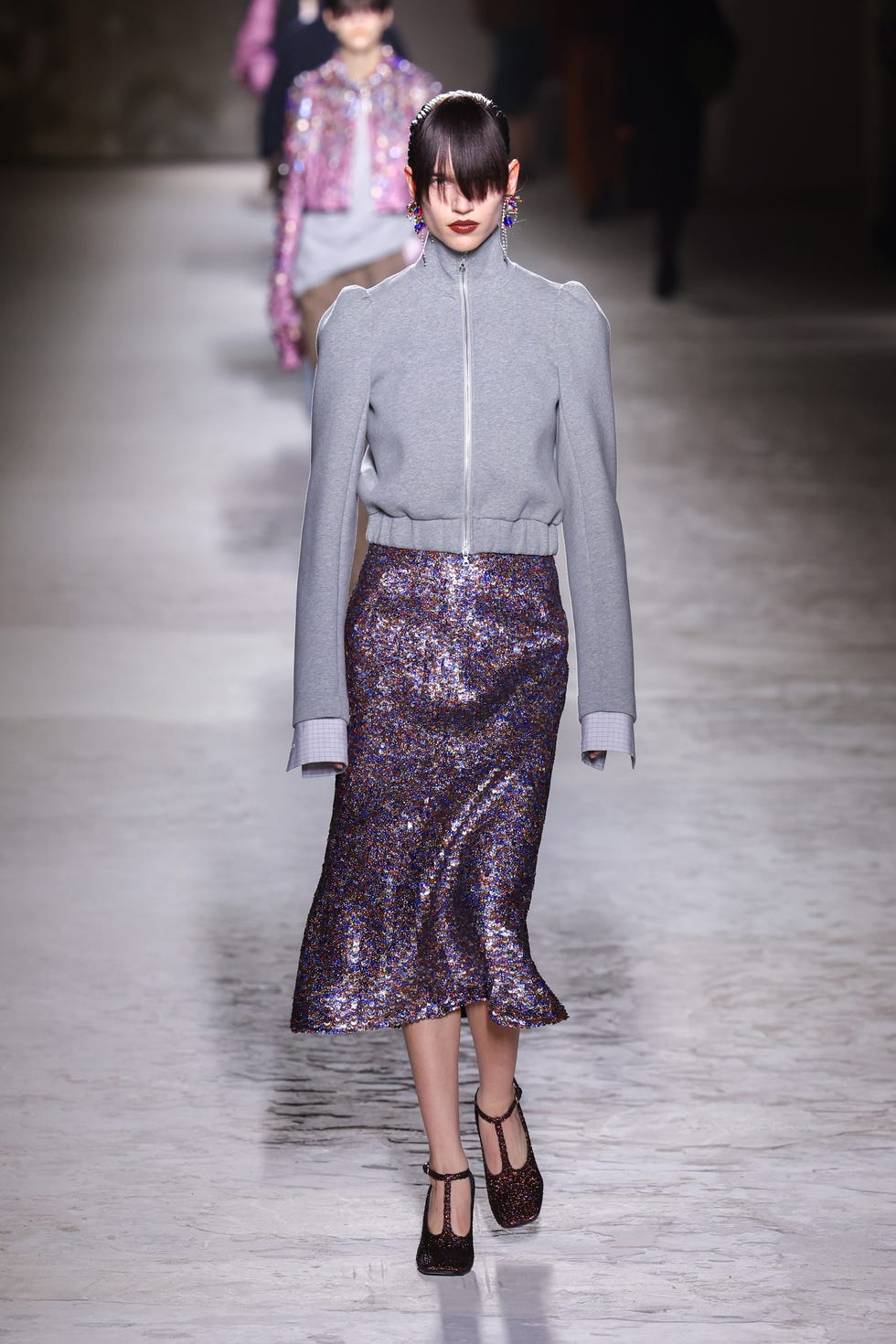 paris, france february 28 editorial use only for non editorial use please seek approval from fashion house a model walks the runway during the dries van noten womenswear fallwinter 2024 2025 show as part of paris fashion week on february 28, 2024 in paris, france photo by peter whitegetty images