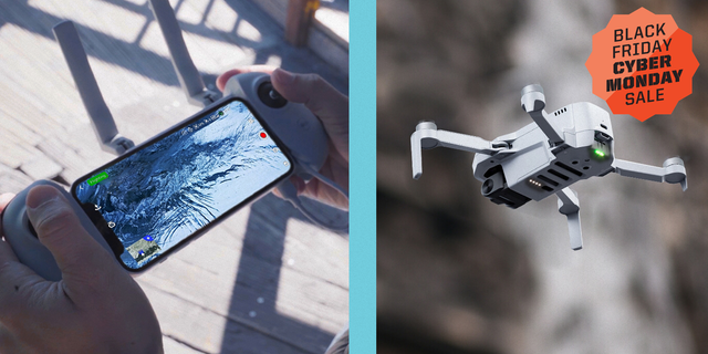 two drones side by side with a black friday badge