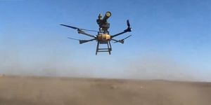 russian drone with anti tank guided missile mounted on top