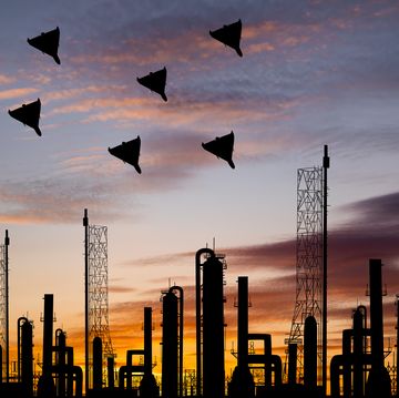 drones over oil refinery