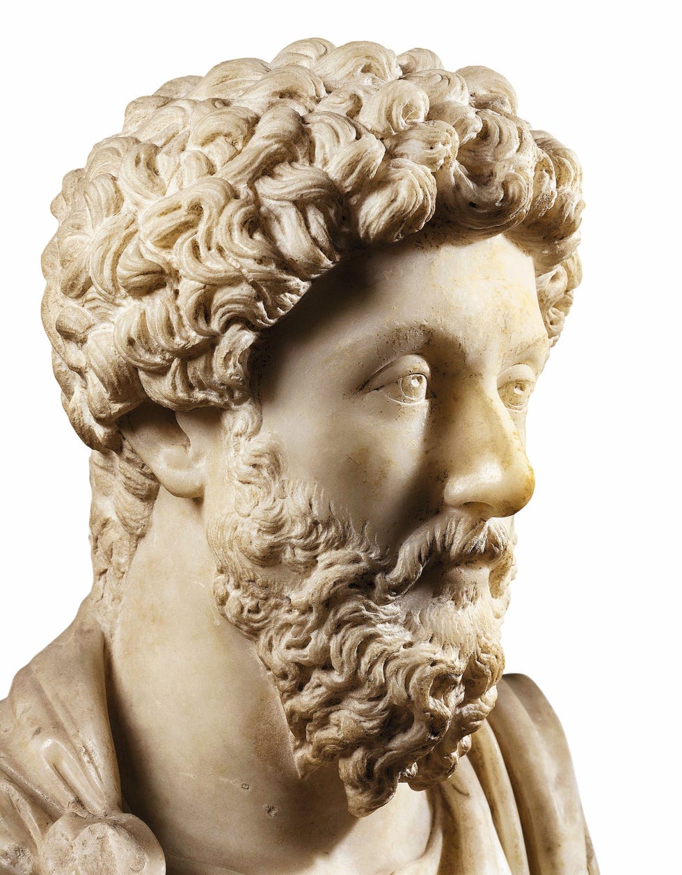 Marcus Aurelius keizer van 161 tot 180 Marmeren buste van de keizer Archeologisch museum Istanbul