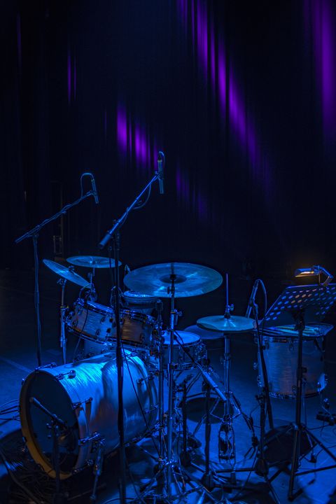Drum kit on empty stage