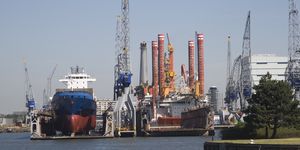dry dock shipyard port of rotterdam, netherlands