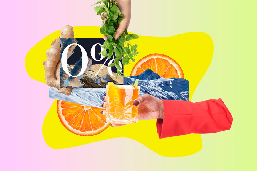 collage of ingredients in an alcohol free cocktail