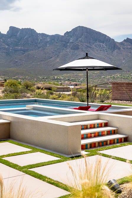 a pool with umbrellas and chairs by it a pool with umbrellas and chairs by it