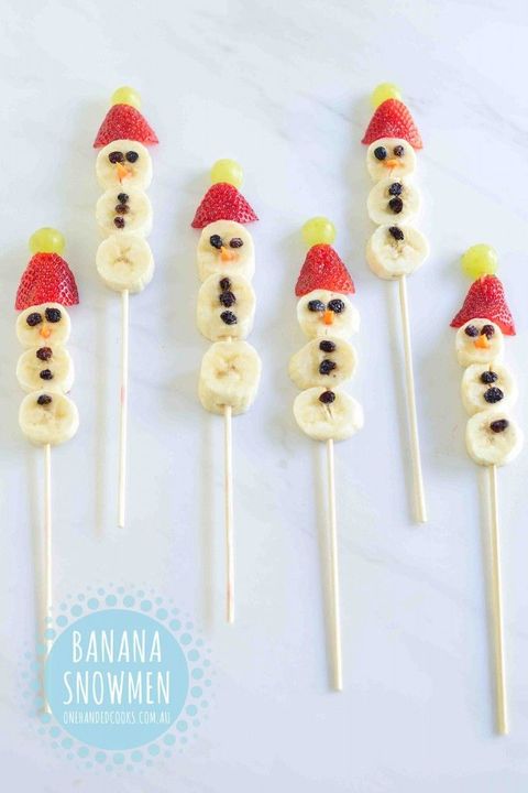 healthy christmas snacks banana snowmen