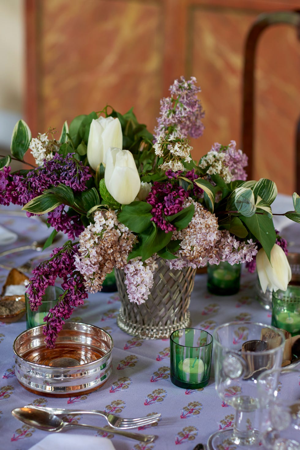 a floral centerpiece at a table