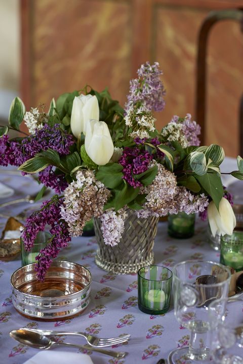 a floral centerpiece at a table