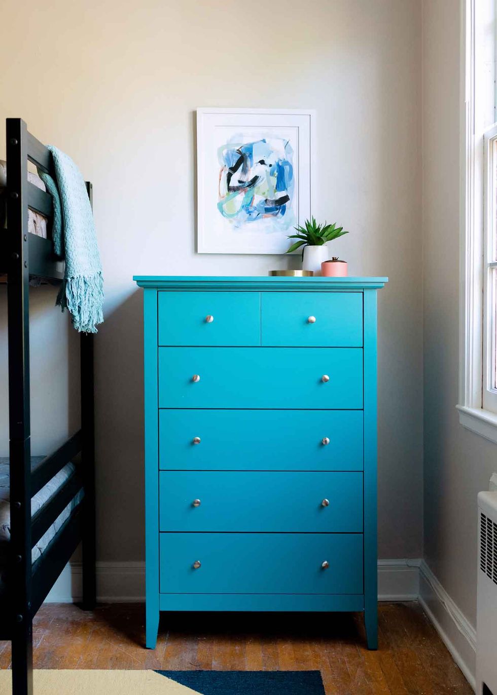 chest of drawers, furniture, drawer, blue, chiffonier, room, turquoise, dresser, changing table, aqua,