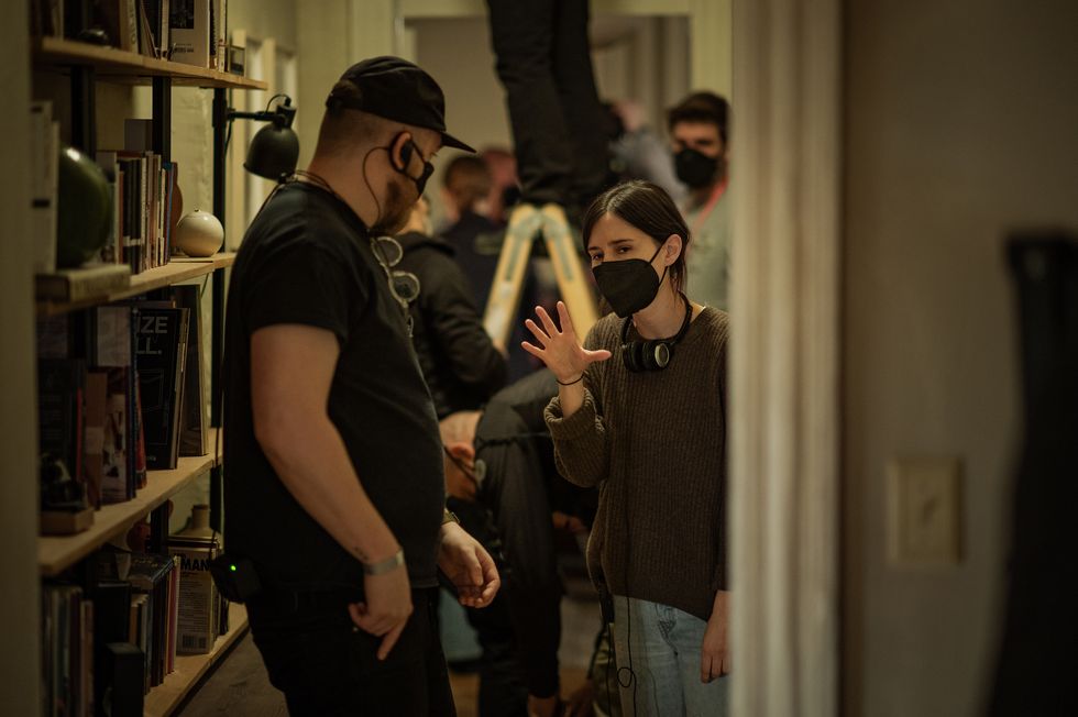 fair play, behind the scenes l to r director of photography menno mans and writer and director chloe domont cr sergej radovic courtesy of netflix