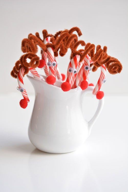 diy holiday crafts   cane cane reindeer
