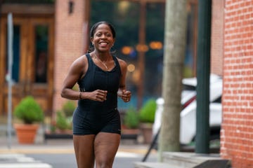 woman running smiling