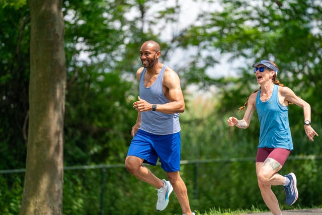 happy people running
