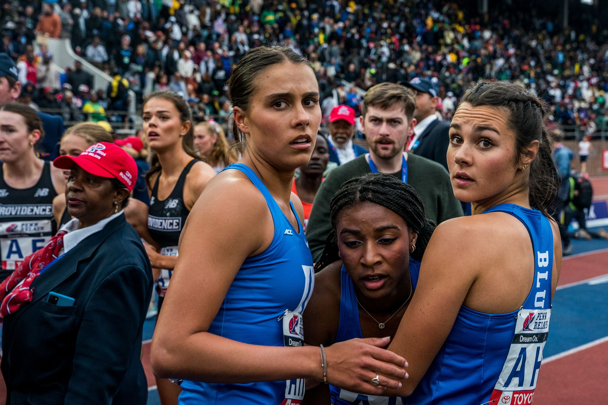 a group of women after a running race