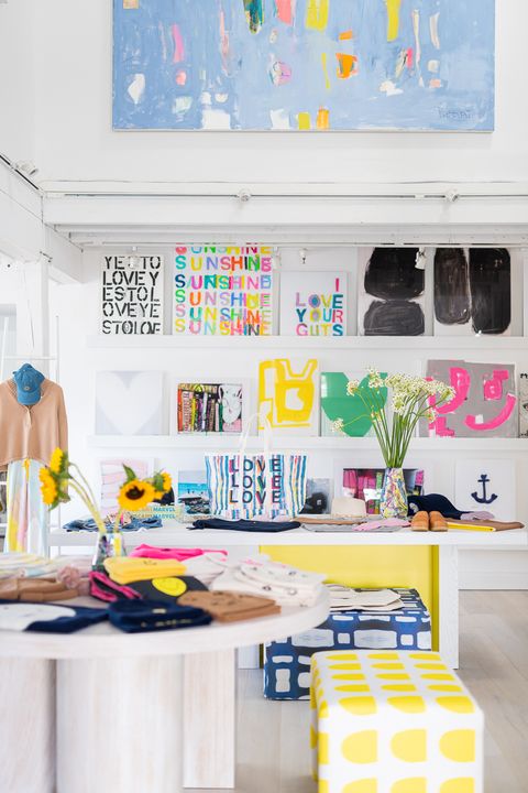 shelves with colorful clothing