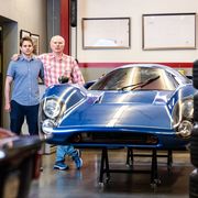Jesse and James Glickenhaus with Lola T-70 at SCG shop
