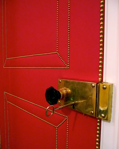 red upholstered door