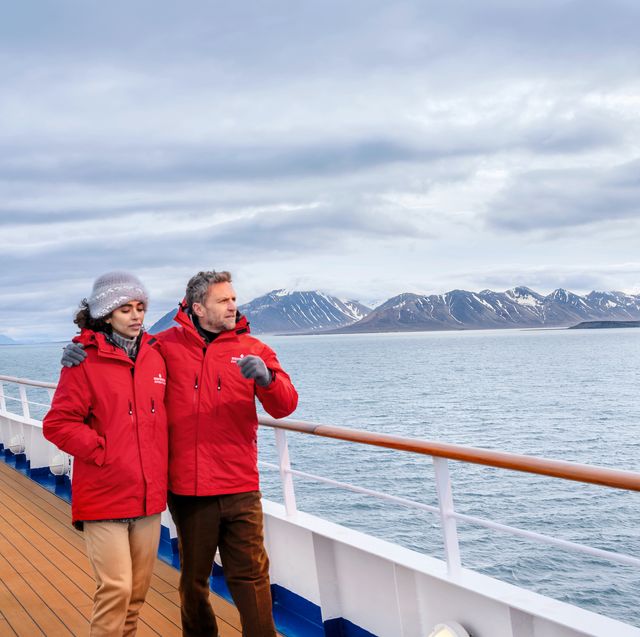 guests having a walk on the deck enjoying the view, silver cloud, bellsund, svalbard