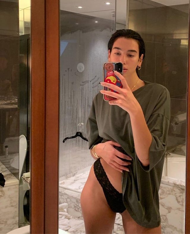 Dua Lipa Shared A Suggestive Lingerie Bathroom Selfie