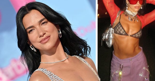 Dua Lipa floors fans in a tiny mesh 90s bra top as she turns 28