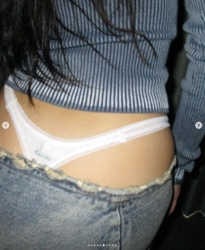 Dua Lipa wears a personalised exposed thong on Instagram