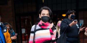 new york, new york   december 19 dua lipa is seen in the east village on december 19, 2020 in new york city photo by gothamgc images