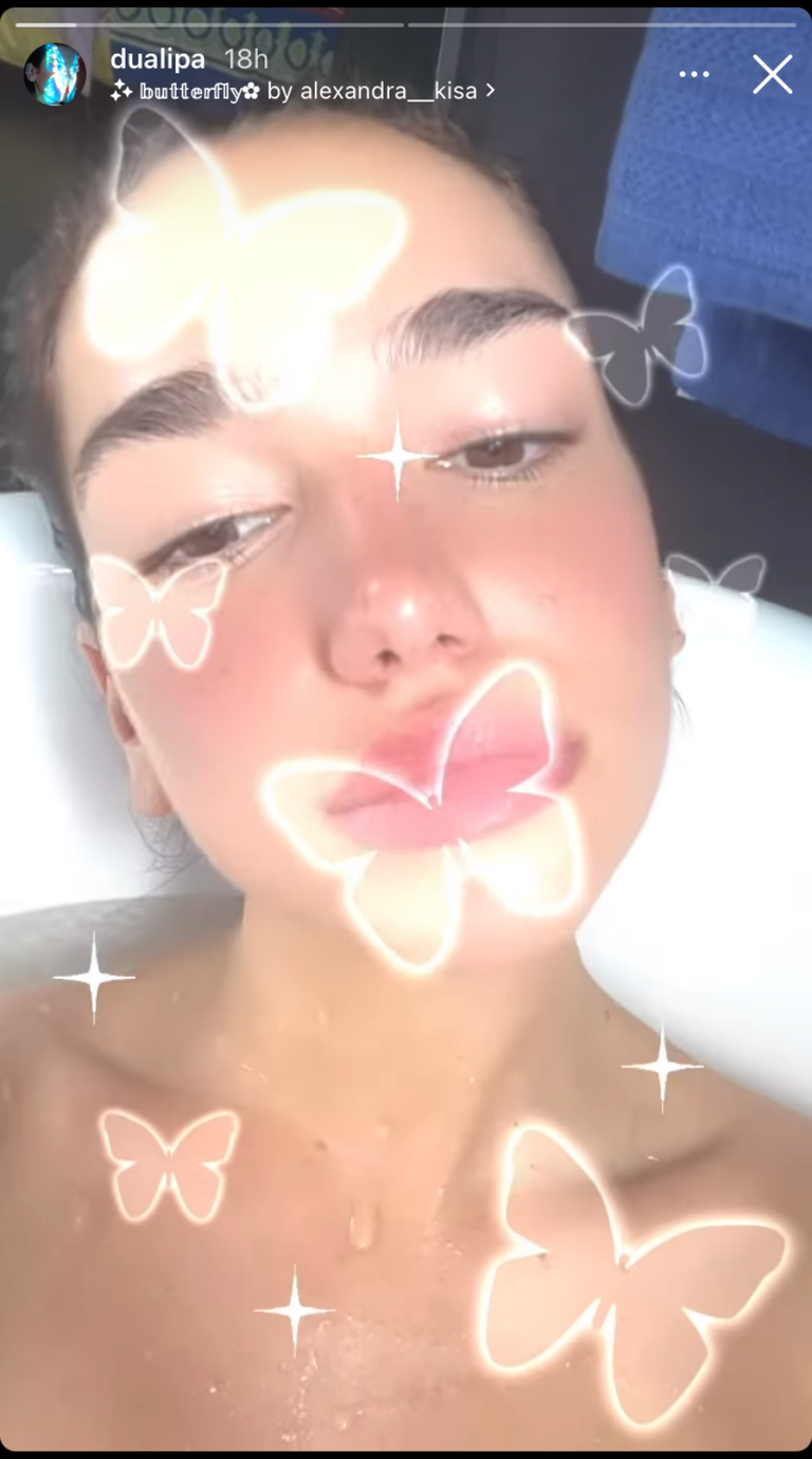 Dua Lipa just shared a bathtub selfie and we love her eyebrows