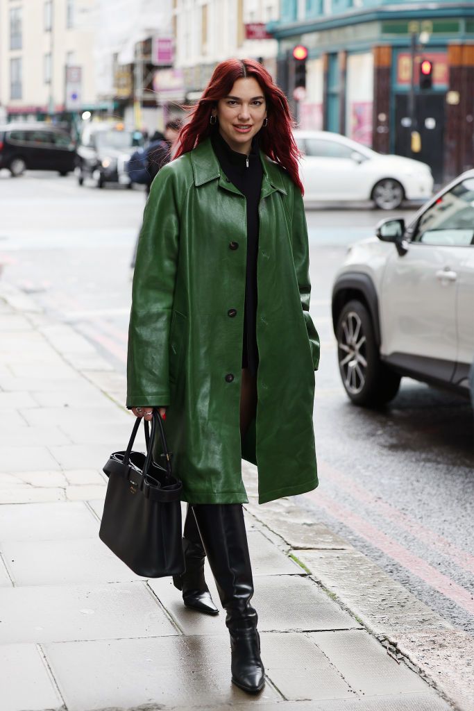 Alexa chung green leather coat best sale