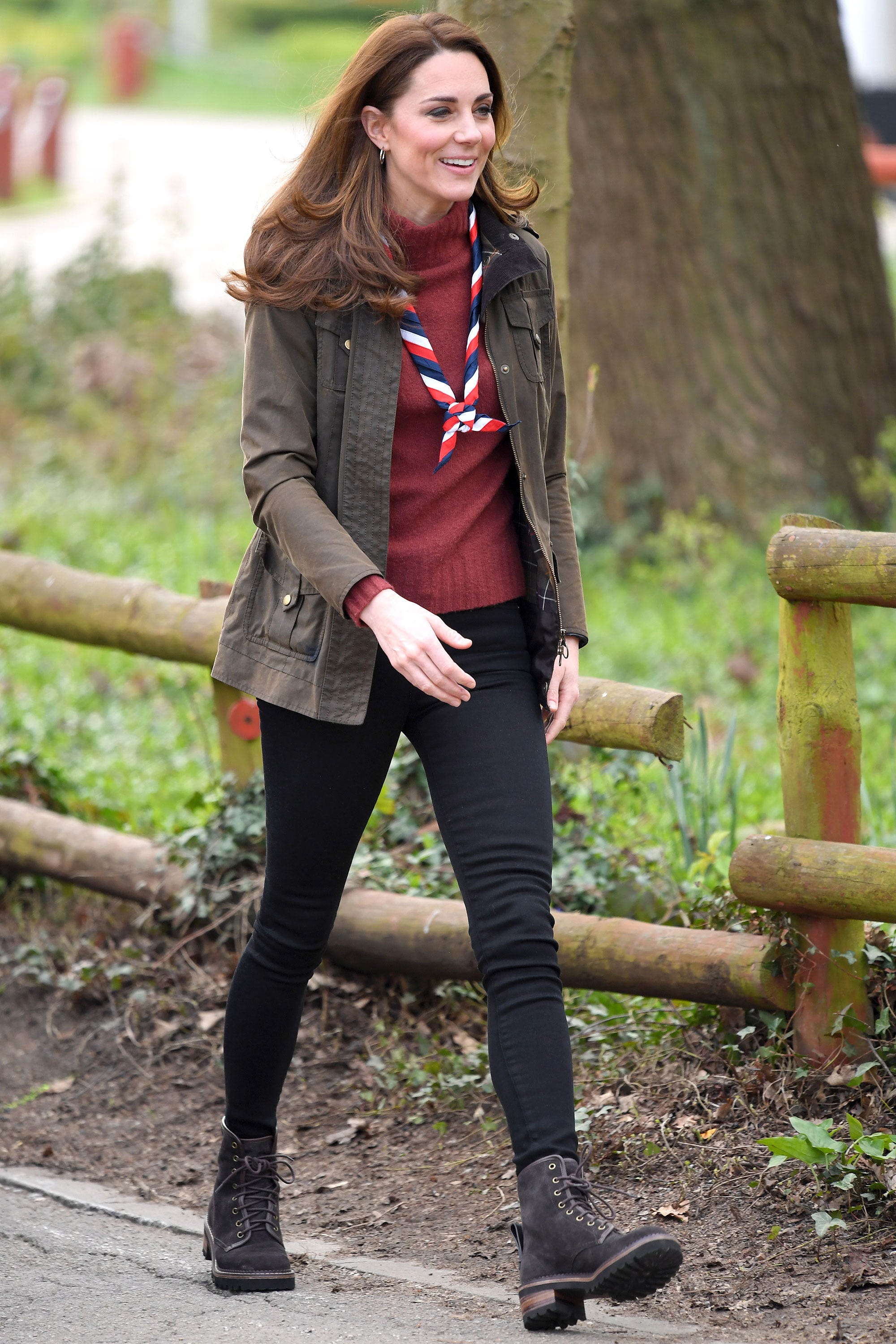 The Duchess of Cambridge dresses down for visit to the Scouts' headquarters