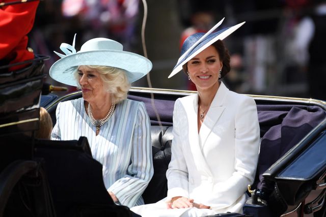 camilla, duchess of cornwall, catherine and duchess of cambridge during the trooping the colour parade