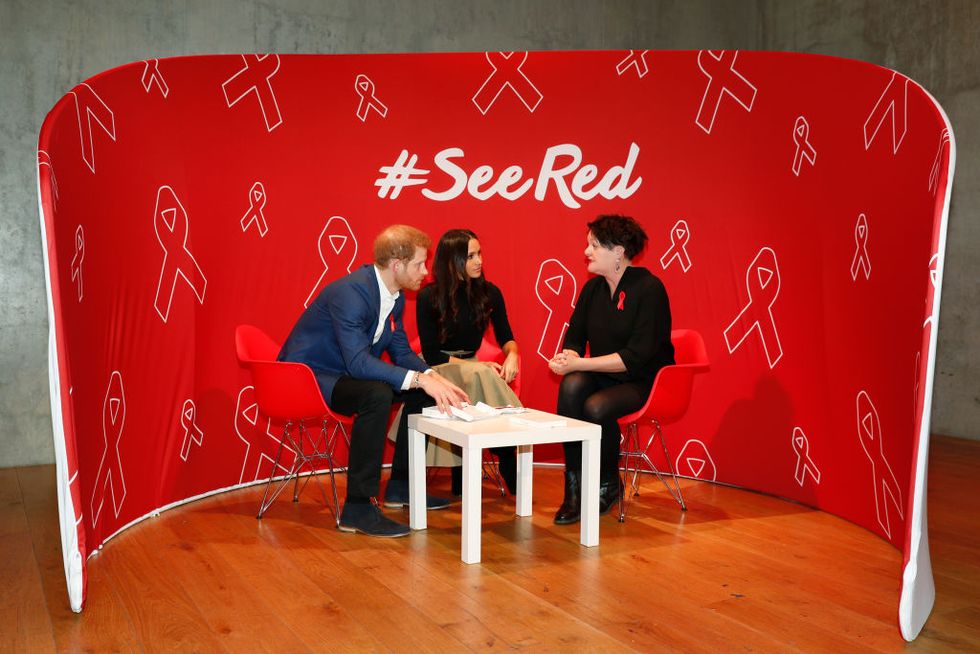 The Duke and Duchess of Sussex at the World Aids Day charity fair