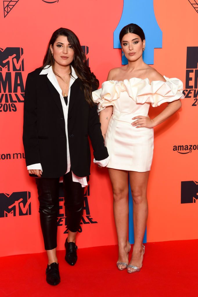 seville, spain november 03 alba paul ferrer and aida domenech attend the mtv emas 2019 at fibes conference and exhibition centre on november 03, 2019 in seville, spain photo by stephane cardinale corbiscorbis via getty images